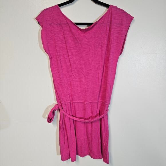 Y2K Capellis Women Short Sleeve Belted Tunic Size Medium Pink Beachy Boho Preppy - Picture 2 of 4